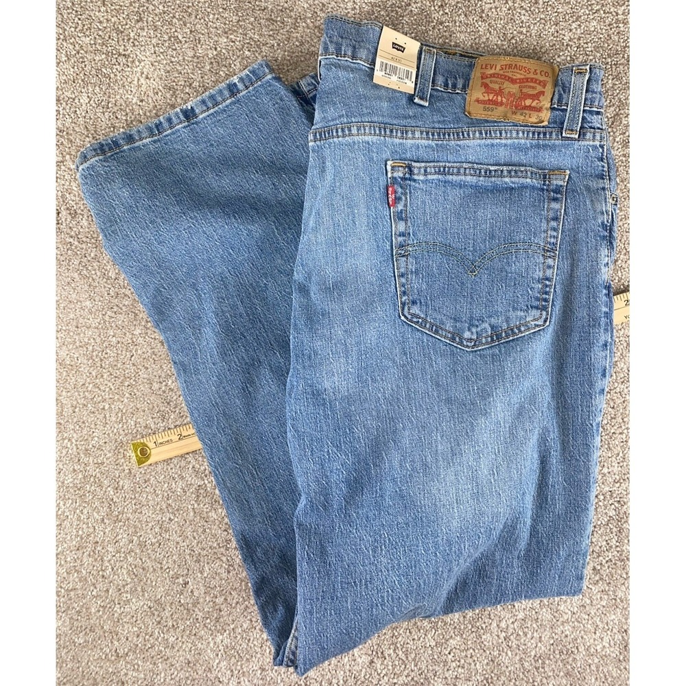 Levi's 559 Light Wash Jeans Mens 42x30 Relaxed Straight Loose Western Distress